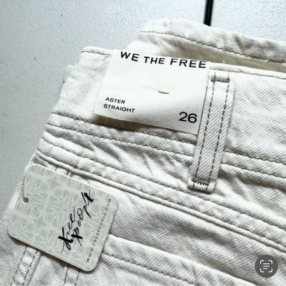 Free People Aster Jeans Women’s 26 Cream Straight Leg High Rise We The Free - Picture 9 of 15